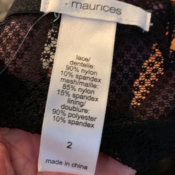 Maurices Size 2 black lace Bralette new with tags - Picture 3 of 5